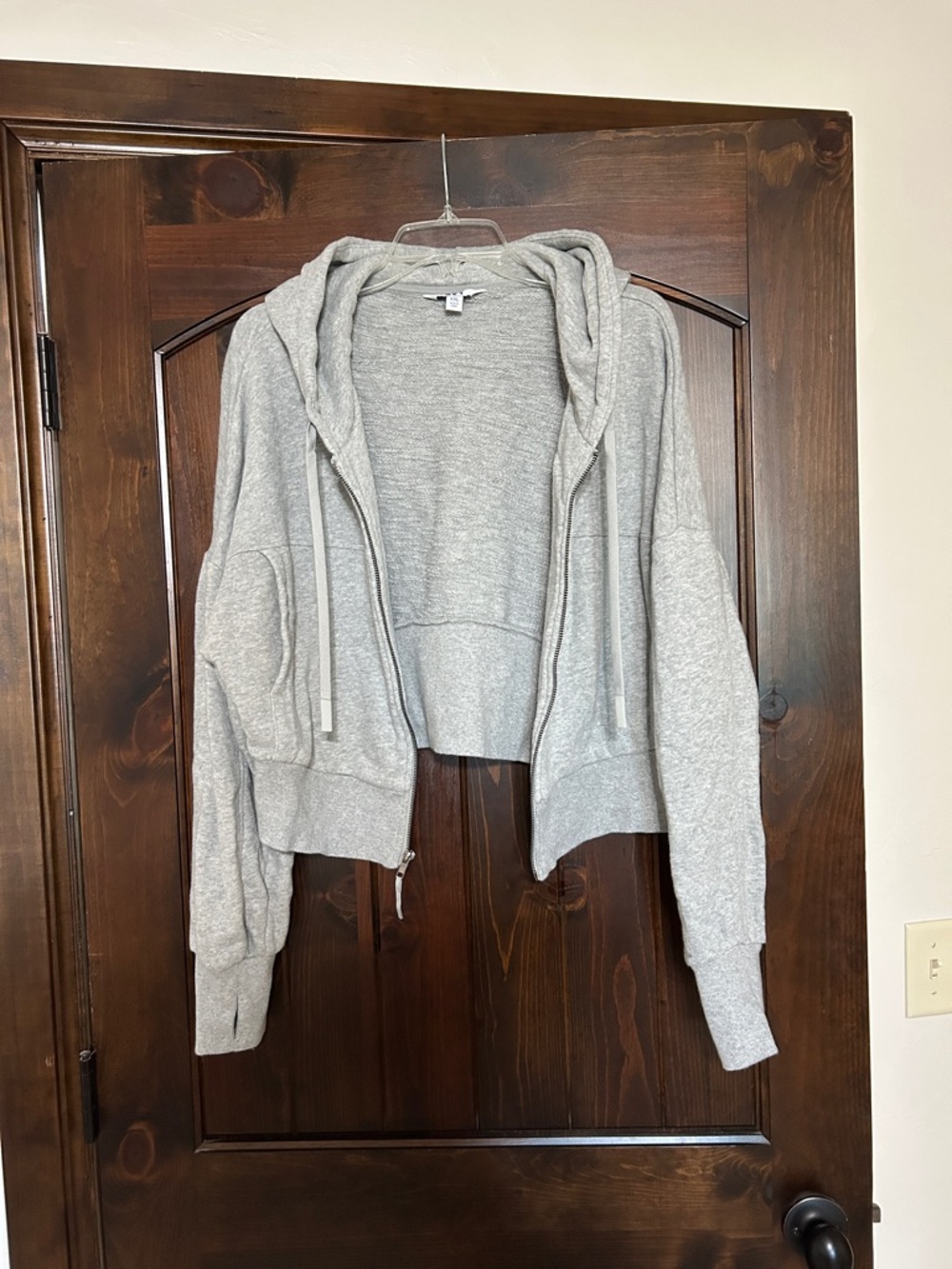 JoyLab Gray Cropped Hooded Zip-Up Sweatshirt